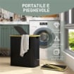 CESTO PORTABIANCHERIA DA 80L A 2 SEZIONI CON COPERCHIO IN TESSUTO NON TESSUTO E BAMBÙ 54X34X58.5 CM NERO