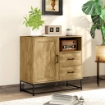 CREDENZA MODERNA CON 2 CASSETTI ARMADIETTO REGOLABILE E RIPIANO APERTO IN LEGNO E ACCIAIO 80X40X78 CM MARRONE