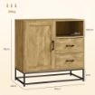 CREDENZA MODERNA CON 2 CASSETTI ARMADIETTO REGOLABILE E RIPIANO APERTO IN LEGNO E ACCIAIO 80X40X78 CM MARRONE