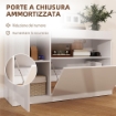 CREDENZA MODERNA BASSA CON ANTE AMMORTIZZATE E APERTURA A PRESSIONE RIPIANI REGOLABILI BIANCO