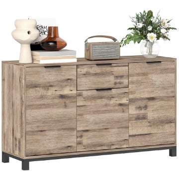 CREDENZA BUFFET IN STILE INDUSTRIALE CON CASSETTO E 3 ARMADIETTI IN LEGNO MARRONE 120X36.5X70 CM