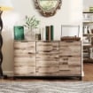 CREDENZA BUFFET IN STILE INDUSTRIALE CON CASSETTO E 3 ARMADIETTI IN LEGNO MARRONE 120X36.5X70 CM