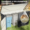 COPRIBIDONI IN ACCIAIO PER 3 CASSONETTI DA 240L CON 2 PORTE E COPERCHIO 233X105X118.5/133 CM GRIGIO SCURO