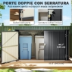 COPRIBIDONI IN ACCIAIO PER 3 CASSONETTI DA 240L CON 2 PORTE E COPERCHIO 233X105X118.5/133 CM GRIGIO SCURO