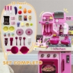CUCINA GIOCATTOLO PER BAMBINI DA 33 PEZZI CON LUCI SUONI E RUBINETTO IN PP E ABS 53X22X69 CM ROSA