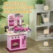 CUCINA GIOCATTOLO PER BAMBINI DA 33 PEZZI CON LUCI SUONI E RUBINETTO IN PP E ABS 53X22X69 CM ROSA