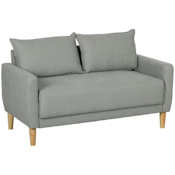 DIVANETTO 2 POSTI VELLUTATO CON VANO PORTAOGGETTI INFERIORE E CUSCINI 140X72X82 CM GRIGIO