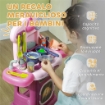 CUCINA GIOCATTOLO PER BAMBINI 3-6 ANNI CON 38 ACCESSORI E SUONI REALISTICI IN PP E ABS 51X21X60 CM ROSA