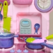 CUCINA GIOCATTOLO PER BAMBINI 3-6 ANNI CON 38 ACCESSORI E SUONI REALISTICI IN PP E ABS 51X21X60 CM ROSA