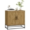 CREDENZA DA SOGGIORNO A 2 LIVELLI CON RIPIANO REGOLABILE IN LEGNO E ACCIAIO 80X40X78 CM MARRONE E NERO