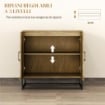 CREDENZA DA SOGGIORNO A 2 LIVELLI CON RIPIANO REGOLABILE IN LEGNO E ACCIAIO 80X40X78 CM MARRONE E NERO