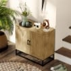 CREDENZA DA SOGGIORNO A 2 LIVELLI CON RIPIANO REGOLABILE IN LEGNO E ACCIAIO 80X40X78 CM MARRONE E NERO