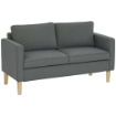 DIVANO 2 POSTI CON SPAZIO CONTENITORE E 2 CUSCINI IN TESSUTO EFFETTO VELLUTO E LEGNO 140X63X79 CM GRIGIO