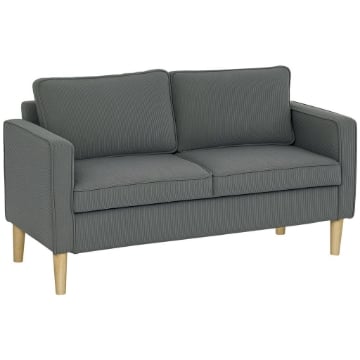 DIVANO 2 POSTI CON SPAZIO CONTENITORE E 2 CUSCINI IN TESSUTO EFFETTO VELLUTO E LEGNO 140X63X79 CM GRIGIO