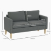 DIVANO 2 POSTI CON SPAZIO CONTENITORE E 2 CUSCINI IN TESSUTO EFFETTO VELLUTO E LEGNO 140X63X79 CM GRIGIO