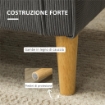 DIVANO 2 POSTI CON SPAZIO CONTENITORE E 2 CUSCINI IN TESSUTO EFFETTO VELLUTO E LEGNO 140X63X79 CM GRIGIO