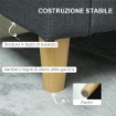 DIVANO 2 POSTI CON SPAZIO PORTAOGGETTI E CUSCINI IN TESSUTO EFFETTO LINO E LEGNO 135X72X84 CM GRIGIO CARBONE
