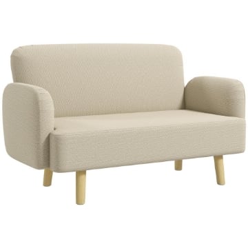 DIVANO 2 POSTI MODERNO EFFETTO VELLUTO CON IMBOTTITURA SPESSA 140X74X79 CM BIANCO CREMA