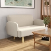 DIVANO 2 POSTI MODERNO EFFETTO VELLUTO CON IMBOTTITURA SPESSA 140X74X79 CM BIANCO CREMA