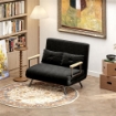 DIVANO LETTO 3 IN 1 IN TESSUTO EFFETTO VELLUTO CON SCHIENALE REGOLABILE E 2 CUSCINI 102X73X81 CM NERO