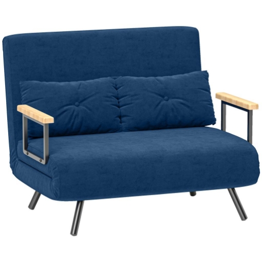 DIVANO LETTO 3 IN 1 IN TESSUTO EFFETTO VELLUTO CON SCHIENALE REGOLABILE E 2 CUSCINI 102X73X81 CM BLU