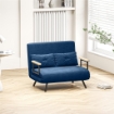 DIVANO LETTO 3 IN 1 IN TESSUTO EFFETTO VELLUTO CON SCHIENALE REGOLABILE E 2 CUSCINI 102X73X81 CM BLU