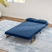 DIVANO LETTO 3 IN 1 IN TESSUTO EFFETTO VELLUTO CON SCHIENALE REGOLABILE E 2 CUSCINI 102X73X81 CM BLU