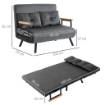 DIVANO LETTO 3 IN 1 IN TESSUTO EFFETTO VELLUTO CON SCHIENALE REGOLABILE E 2 CUSCINI M102X73X81 CM GRIGIO SCURO