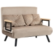 DIVANO LETTO 3 IN 1 IN TESSUTO EFFETTO VELLUTO CON SCHIENALE REGOLABILE E 2 CUSCINI 102X73X81 CM MARRONE CHIARO