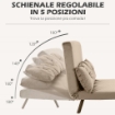 DIVANO LETTO 3 IN 1 IN TESSUTO EFFETTO VELLUTO CON SCHIENALE REGOLABILE E 2 CUSCINI 102X73X81 CM MARRONE CHIARO