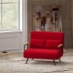DIVANO LETTO IN TESSUTO EFFETTO VELLUTO CON SCHIENALE REGOLABILE E 2 CUSCINI 102X73X81 CM ROSSO