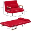 DIVANO LETTO IN TESSUTO EFFETTO VELLUTO CON SCHIENALE REGOLABILE E 2 CUSCINI 102X73X81 CM ROSSO