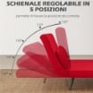 DIVANO LETTO IN TESSUTO EFFETTO VELLUTO CON SCHIENALE REGOLABILE E 2 CUSCINI 102X73X81 CM ROSSO
