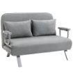 DIVANO LETTO SINGOLO IN FINTA PELLE CON SEDUTA REGOLABILE IN 5 POSIZIONI 105X80X78 CM GRIGIO CHIARO