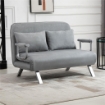 DIVANO LETTO SINGOLO IN FINTA PELLE CON SEDUTA REGOLABILE IN 5 POSIZIONI 105X80X78 CM GRIGIO CHIARO