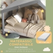 LETTO A CASETTA IN LEGNO DI PINO A 15 DOGHE CON TETTO STELLATO IN TESSUTO 213X100X140 CM GRIGIO