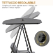 DONDOLO 2 POSTI CON TETTUCCIO REGOLABILE E CUSCINI IN ACCIAIO E POLIESTERE 144X117X173 CM GRIGIO