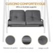 DONDOLO 2 POSTI CON TETTUCCIO REGOLABILE E CUSCINI IN ACCIAIO E POLIESTERE 144X117X173 CM GRIGIO