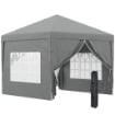 GAZEBO DA ESTERNO 3X3 M PIEGHEVOLE CON 4 PANNELLI LATERALI IN ACCIAIO E TESSUTO OXFORD GRIGIO CHIARO