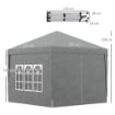 GAZEBO DA ESTERNO 3X3 M PIEGHEVOLE CON 4 PANNELLI LATERALI IN ACCIAIO E TESSUTO OXFORD GRIGIO CHIARO