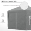 GAZEBO DA ESTERNO 3X3 M PIEGHEVOLE CON 4 PANNELLI LATERALI IN ACCIAIO E TESSUTO OXFORD GRIGIO CHIARO