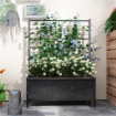 LETTO PER ORTO RIALZATO CON TRALICCIO PER PIANTE RAMPICANTI IN ACCIAIO ZINCATO 90X40X120 CM NERO