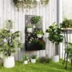 FIORIERA RIALZATA CON SPALLIERA DECORATIVA PER RAMPICANTI DA TERRA E PARETE 61X23X113 CM NERO