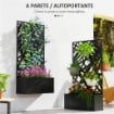 FIORIERA RIALZATA CON SPALLIERA DECORATIVA PER RAMPICANTI DA TERRA E PARETE 61X23X113 CM NERO