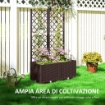 FIORIERA RIALZATA CON TRALICCIO PER RAMPICANTI E 8 FORI DI DRENAGGIO IN PP 80X40X135 CM MARRONE