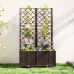 FIORIERA RIALZATA CON TRALICCIO PER RAMPICANTI E 8 FORI DI DRENAGGIO IN PP 80X40X135 CM MARRONE