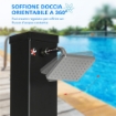 DOCCIA SOLARE DA GIARDINO 40L E TEMPERATURA 60°C  SOFFIONE GIREVOLE E RUBINETTO PER PIEDI NERO