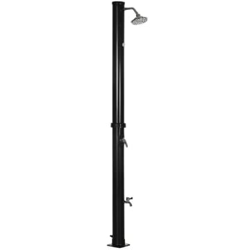 DOCCIA SOLARE DA 20L CON RUBINETTO INFERIORE E TEMPERATURA REGOLABILE IN LEGA DI ZINCO 15.5X15.5X222 CM NERO