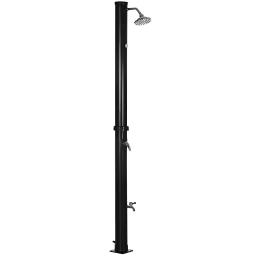DOCCIA SOLARE DA 20L CON RUBINETTO INFERIORE E TEMPERATURA REGOLABILE IN LEGA DI ZINCO 15.5X15.5X222 CM NERO