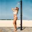 DOCCIA SOLARE DA 20L CON RUBINETTO INFERIORE E TEMPERATURA REGOLABILE IN LEGA DI ZINCO 15.5X15.5X222 CM NERO